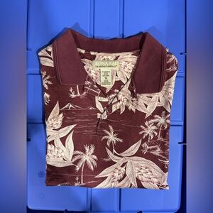 VINTAGE Kona Kai Polo Shirt Medium Maroon Floral Golf Preppy Casual Mens